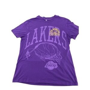 Los‎ Angeles Lakers NBA Purple Basketball Graphic Short Sleeve Tee Shirt Mens XL